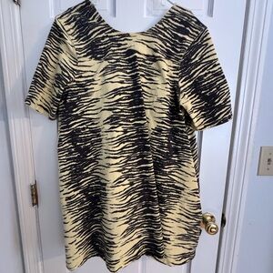 Ganni Black and Cream Zebra Print Mini Dress